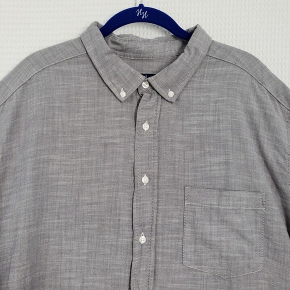 George Button Down Shirt Mens 2XL 50-52 Grey Classic Fit Short Sleeve Casual Dad - Picture 10 of 16